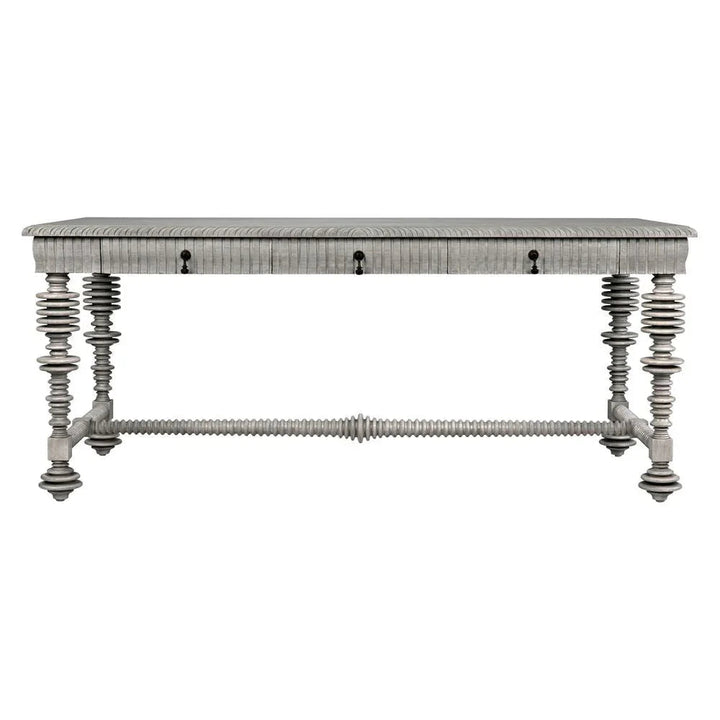 Portuguese Carved Wooden Desk-Home Office Desks-Noir-Grey-LOOMLAN