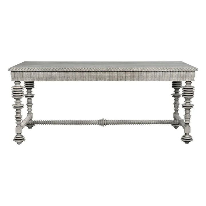 Portuguese Carved Wooden Desk-Home Office Desks-Noir-LOOMLAN