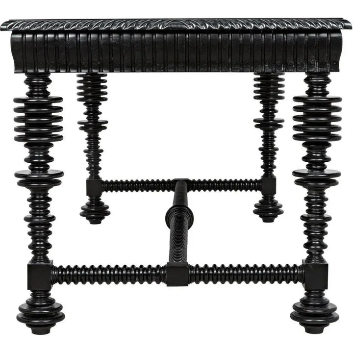 Portuguese Carved Wooden Desk-Home Office Desks-Noir-LOOMLAN