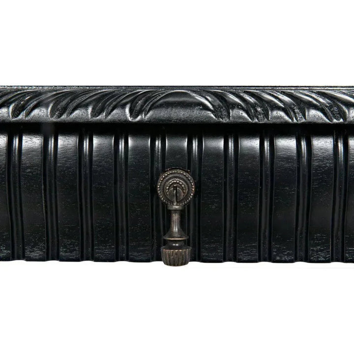 Portuguese Carved Wooden Desk-Home Office Desks-Noir-LOOMLAN