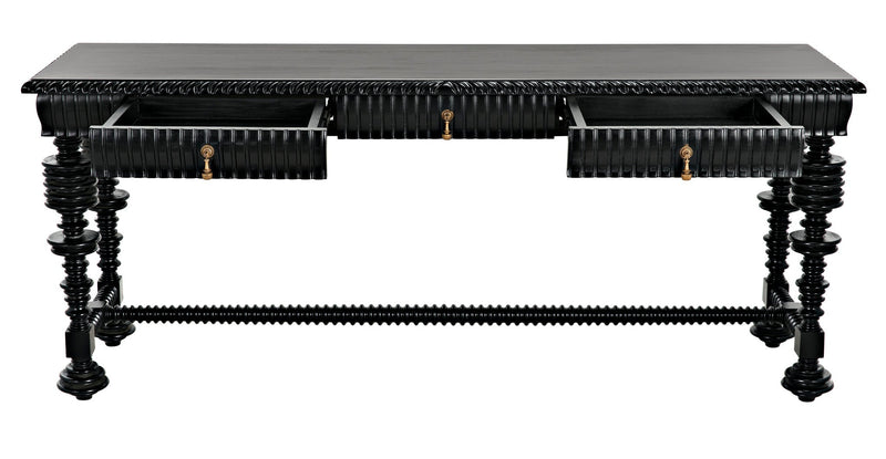 Portuguese Console, Hand Rubbed Black-Console Tables-Noir-LOOMLAN