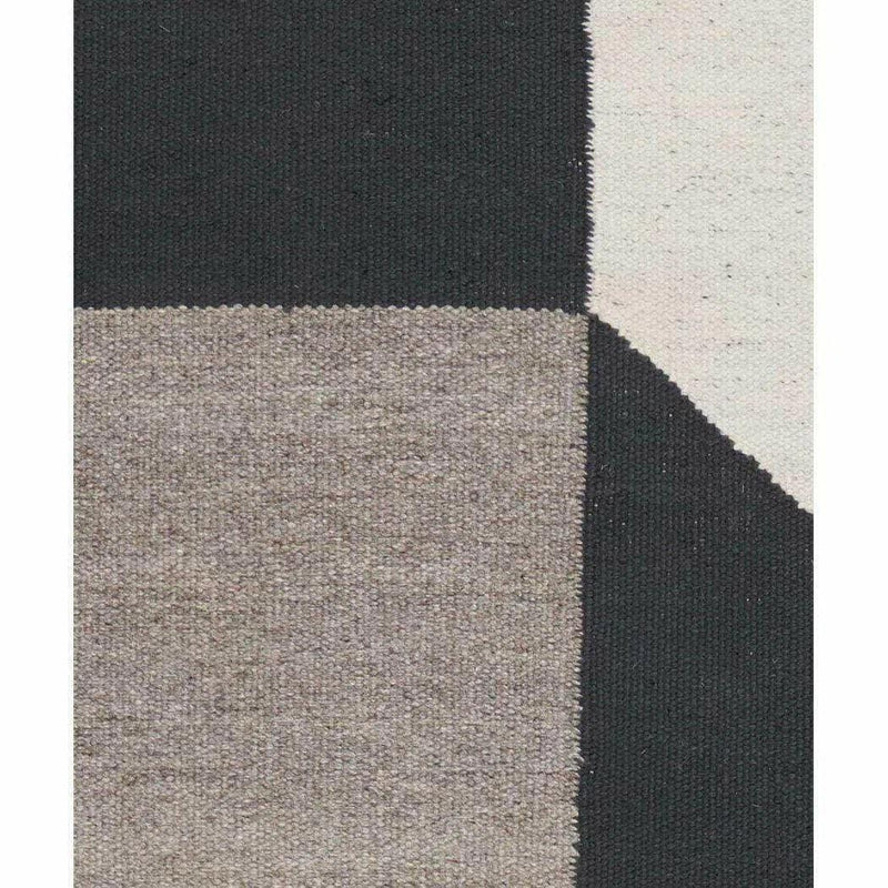 Powder Brown Black White Handmade Wool Rug