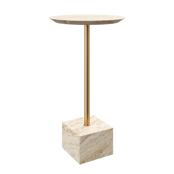 Prado White Travertine Round Drinks Table