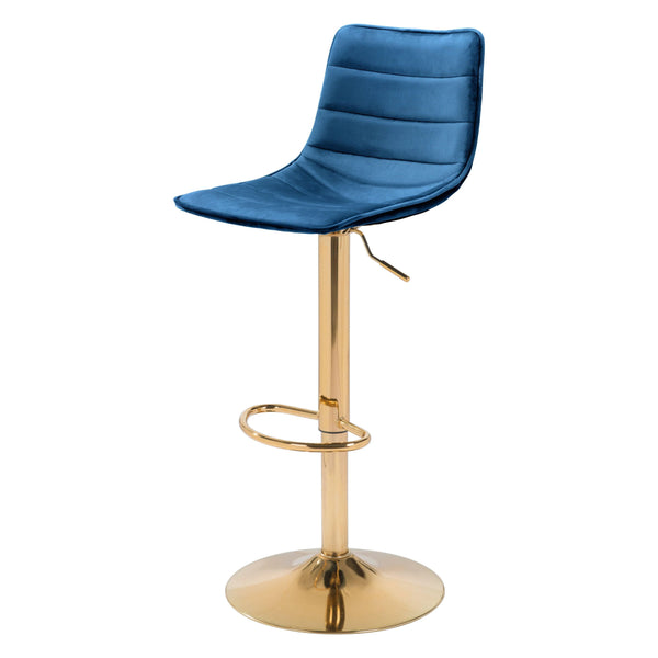 Prima Bar Chair Dark Blue & Gold Bar Stools LOOMLAN By Zuo Modern