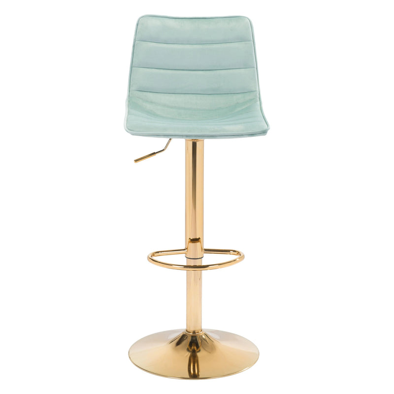 Prima Bar Chair Light Green & Gold Bar Stools LOOMLAN By Zuo Modern