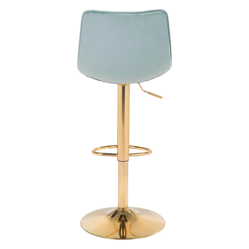 Prima Bar Chair Light Green & Gold Bar Stools LOOMLAN By Zuo Modern