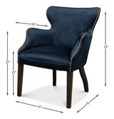 Princess Accent Chair Blue Velvet-Accent Chairs-Sarreid-LOOMLAN