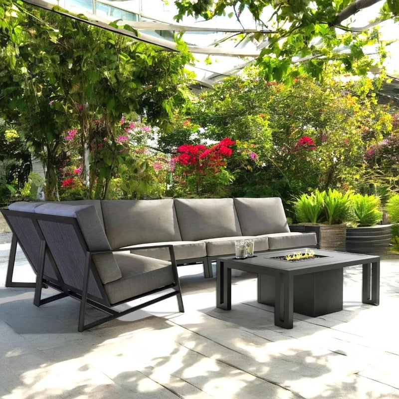 Prism Sectional Sofa Set With Firepit Table-Outdoor Lounge Sets-Castelle-LOOMLAN