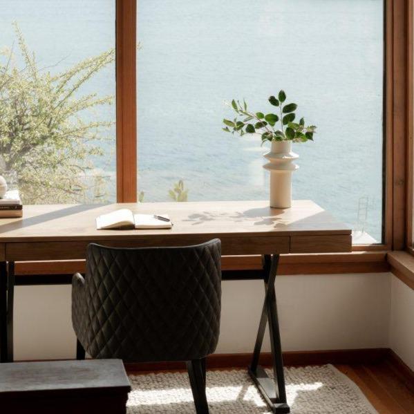 Profecto Modern Oak Wood Desk With Drawers-Home Office Desks-Moe's Home-LOOMLAN