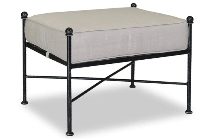 Provence Sunbrella Outdoor Ottoman-Outdoor Ottomans-Sunset West-Canvas Flax-LOOMLAN