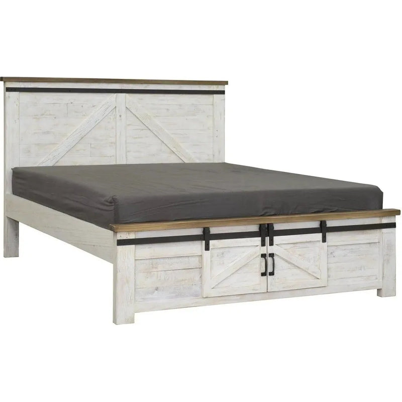 Provence White Wood Platform Bed Storage