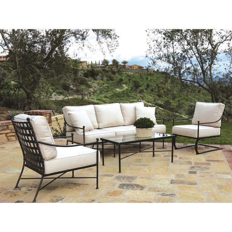 Provence Wrought Iron Outdoor Coffee Table-Outdoor Coffee Tables-Sunset West-LOOMLAN