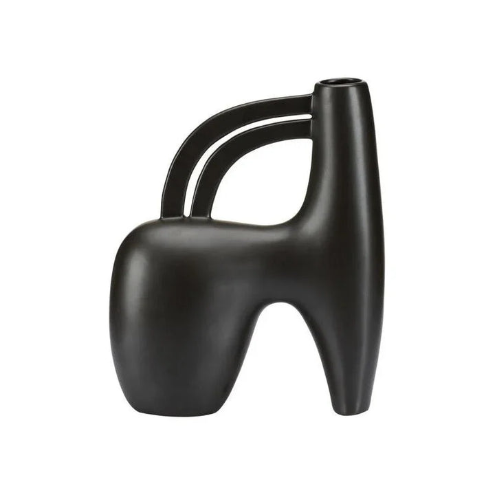 Punalu'u Black Glazed Ceramic Vase - LOOMLAN - Wildwood - Vases & Jars