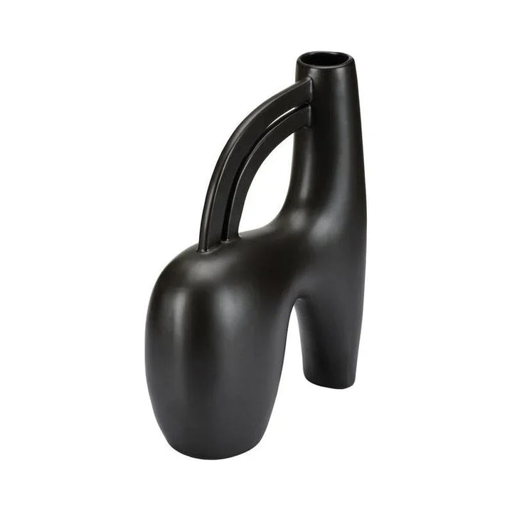 Punalu'u Black Glazed Ceramic Vase - LOOMLAN - Wildwood - Vases & Jars
