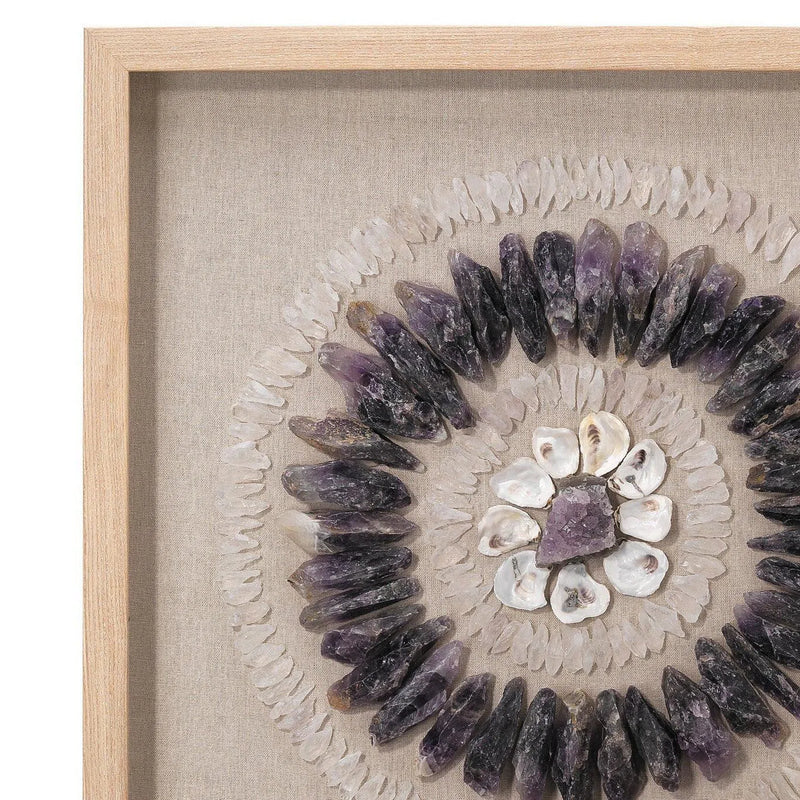 Purple Oyster Shells & Amethyst Stones Crystal Framed Wall Art Artwork LOOMLAN By Jamie Young