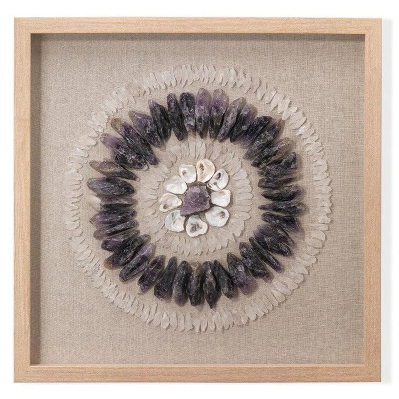 Purple Oyster Shells & Amethyst Stones Crystal Framed Wall Art Artwork LOOMLAN By Jamie Young
