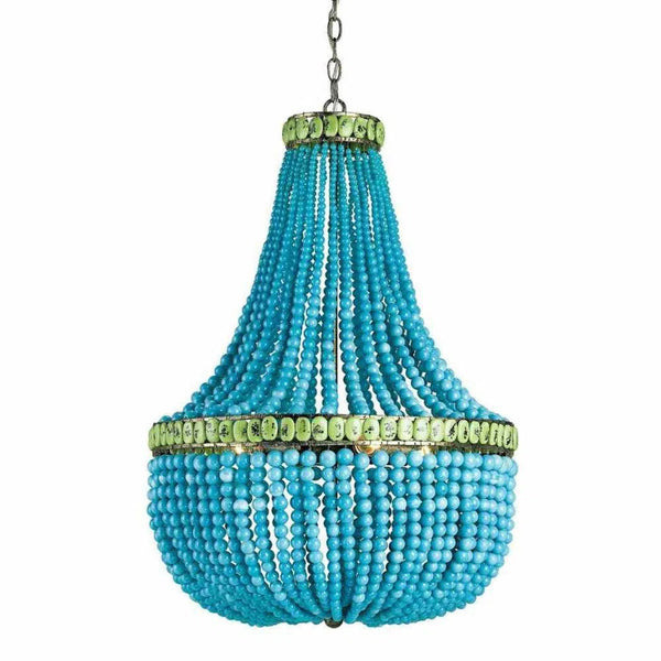Pyrite Bronze Turquoise Jade Hedy Chandelier Chandeliers LOOMLAN By Currey & Co