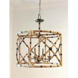 Pyrite Bronze Washed Wood Natural Palm Beach Lantern