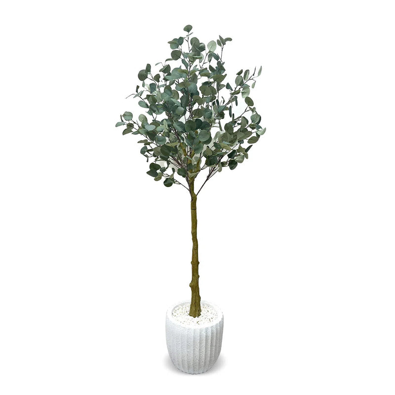 Faux Botanical Indoor Eucalyptus Tree Planter