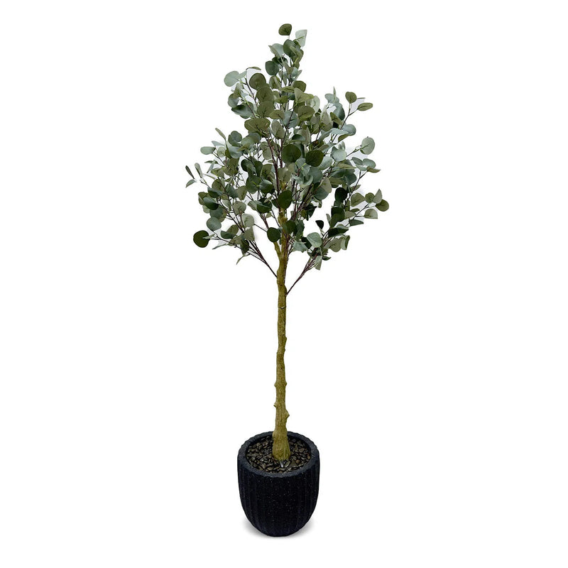 Faux Botanical Indoor Eucalyptus Tree Planter