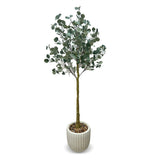 Faux Botanical Indoor Eucalyptus Tree Planter