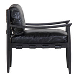 Turner Top-Grain Buffalo Leather and Ash Wood Black Arm Chair