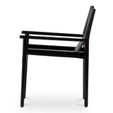 Remy Top-Grain Buffalo Leather and Ash Wood Black Dining Armchair