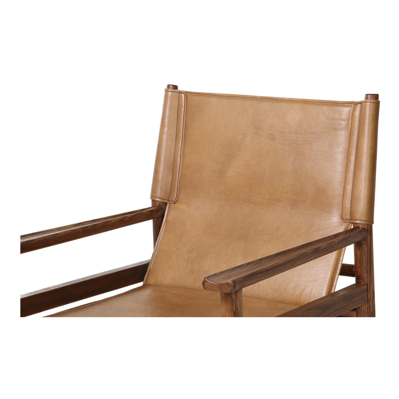 Remy Top-Grain Buffalo Leather and Ash Wood Brown Dining Armchair