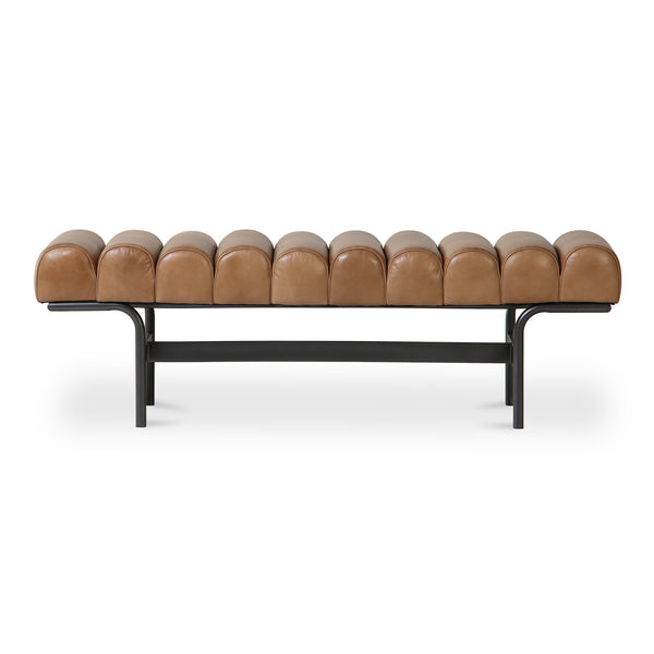 Harrison Top-Grain Buffalo Leather and Iron Brown Bench