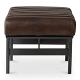 Harrison Top-Grain Buffalo Leather and Iron Dark Brown Bench