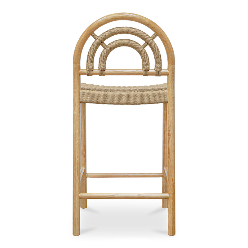 Avery Natural Solid Oak and Paper Rope Counter Stool
