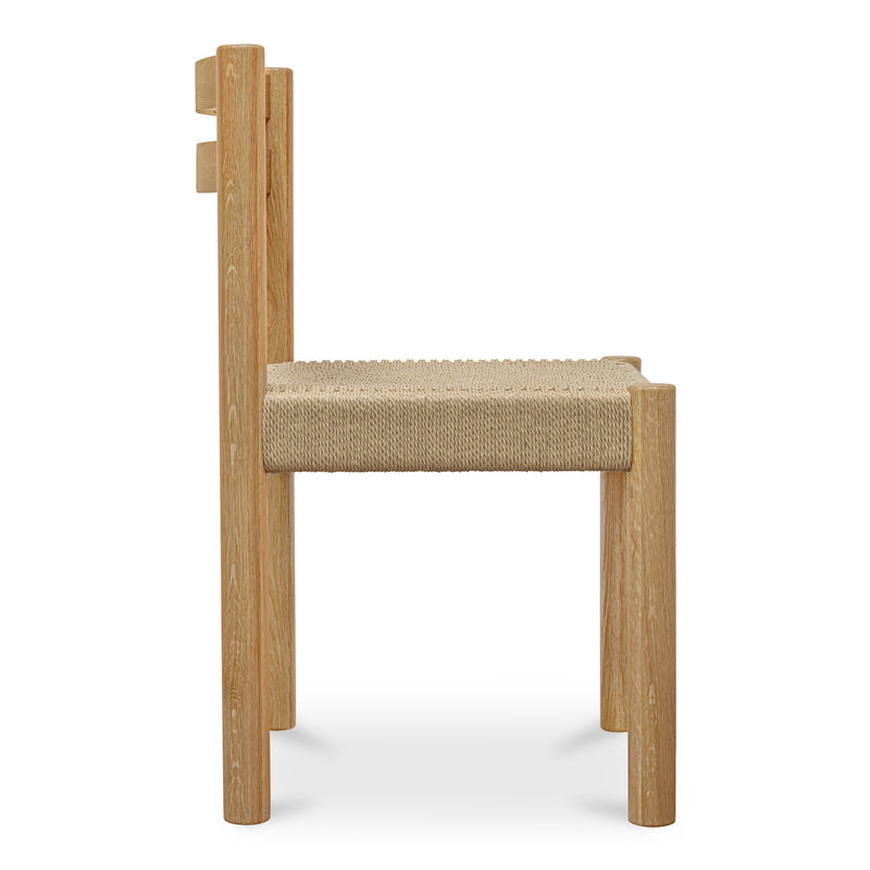 Finn Natural Solid Oak and Paper Rope Armless Dining Chair – Set Of Two