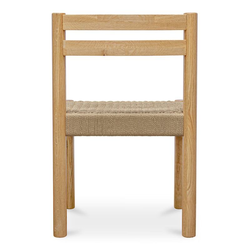 Finn Natural Solid Oak and Paper Rope Armless Dining Chair – Set Of Two