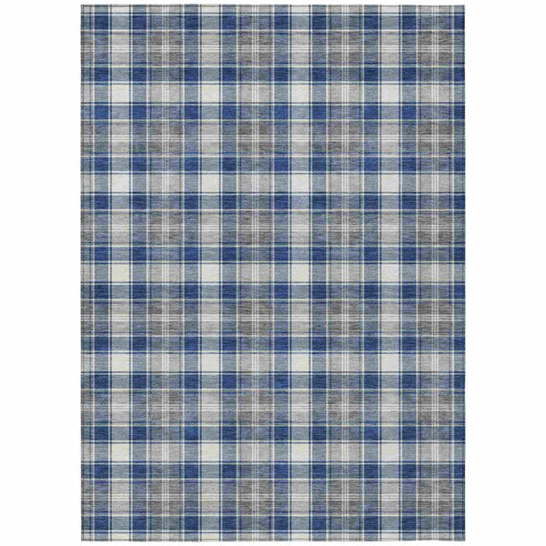 Quaanor Blue Washable Indoor-Outdoor Rug