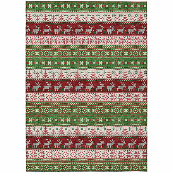 Quaara Green Washable Indoor-Outdoor Rug