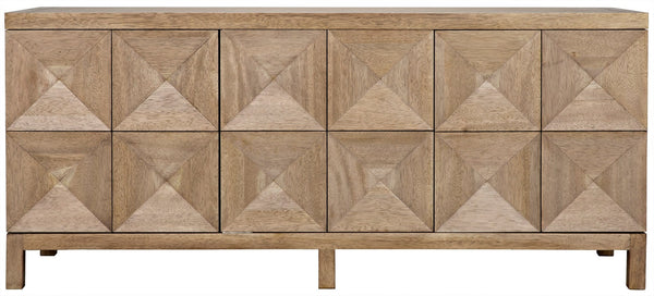 Quadrant Wood Sideboard With 3 Doors-Sideboards-Noir-LOOMLAN