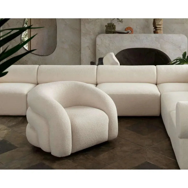 Quantum Swivel Accent Chair in Ivory Sherpa - LOOMLAN - Club Chairs