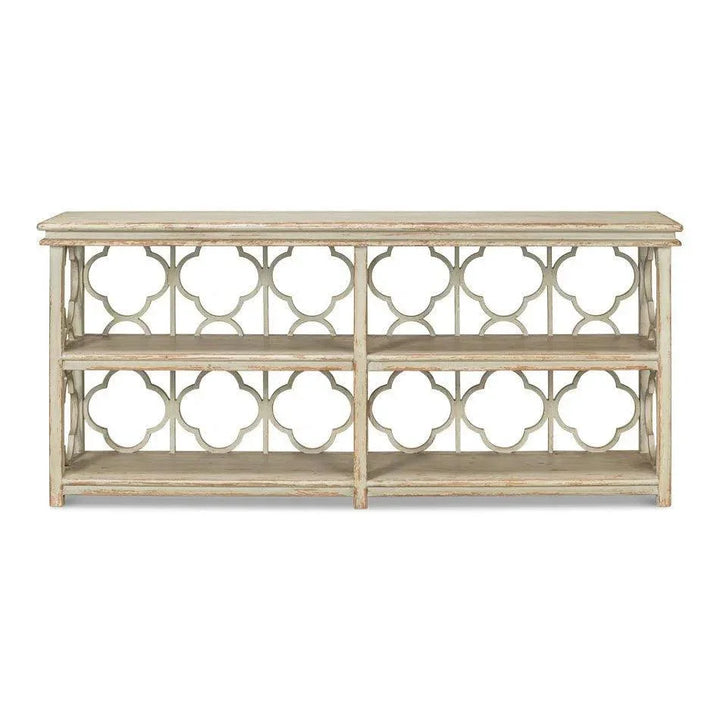 Quatrefoil Bookshelf Console Table Shelves - LOOMLAN - Sarreid - Console Tables
