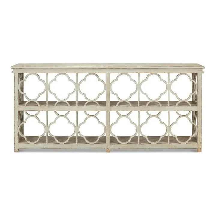Quatrefoil Bookshelf Console Table Shelves - LOOMLAN - Sarreid - Console Tables