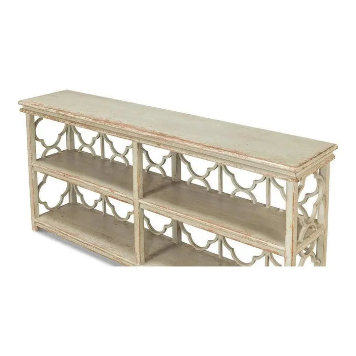 Quatrefoil Bookshelf Console Table Shelves - LOOMLAN - Sarreid - Console Tables