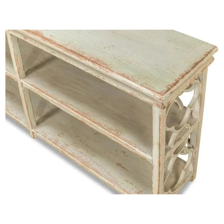 Quatrefoil Bookshelf Console Table Shelves - LOOMLAN - Sarreid - Console Tables