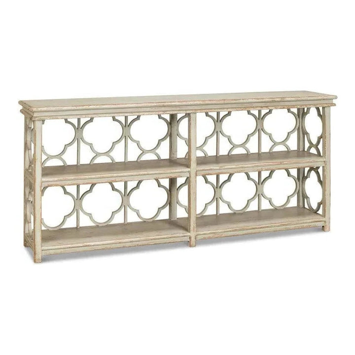 Quatrefoil Bookshelf Console Table Shelves - LOOMLAN - Sarreid - Console Tables