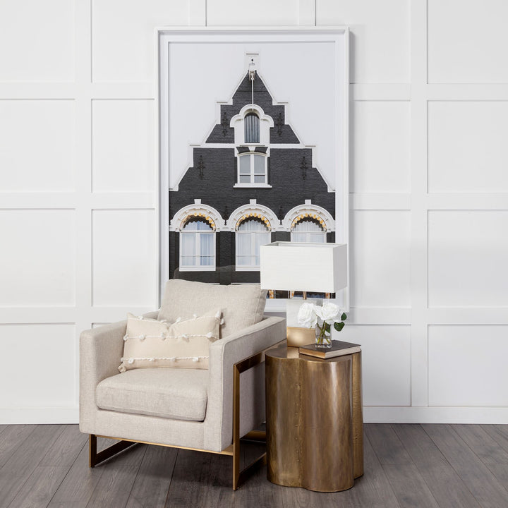 Quatrefoil Brass Accent Table with Wood Base | LOOMLAN