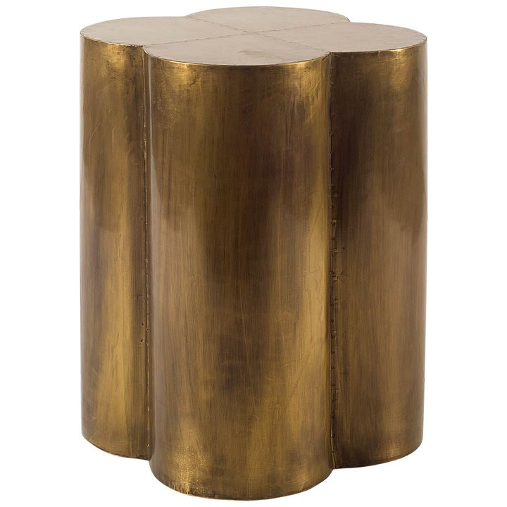 Quatrefoil Brass Accent Table with Wood Base | LOOMLAN