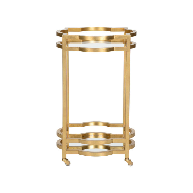 Quatrefoil Gold Metal Frame Bar Cart-Home Bar Carts-Chelsea House-LOOMLAN