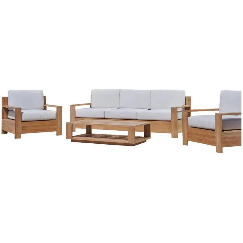 Qube 4PC Teak Outdoor Patio Deep Set Sunbrella Cushion-Outdoor Lounge Sets-HiTeak-LOOMLAN