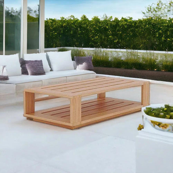 Qube Rectangular Teak Outdoor Coffee Table-Outdoor Coffee Tables-HiTeak-LOOMLAN