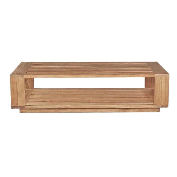 Qube Rectangular Teak Outdoor Coffee Table-Outdoor Coffee Tables-HiTeak-LOOMLAN