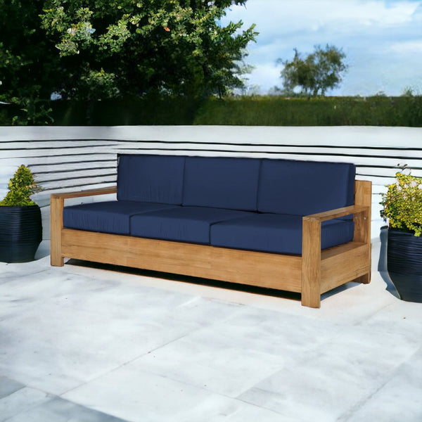 Qube Teak Deep Seating Outdoor Sofa with Sunbrella Cushions-Outdoor Sofas & Loveseats-HiTeak-LOOMLAN