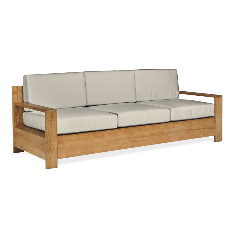 Qube Teak Deep Seating Outdoor Sofa with Sunbrella Cushions-Outdoor Sofas & Loveseats-HiTeak-Canvas-LOOMLAN